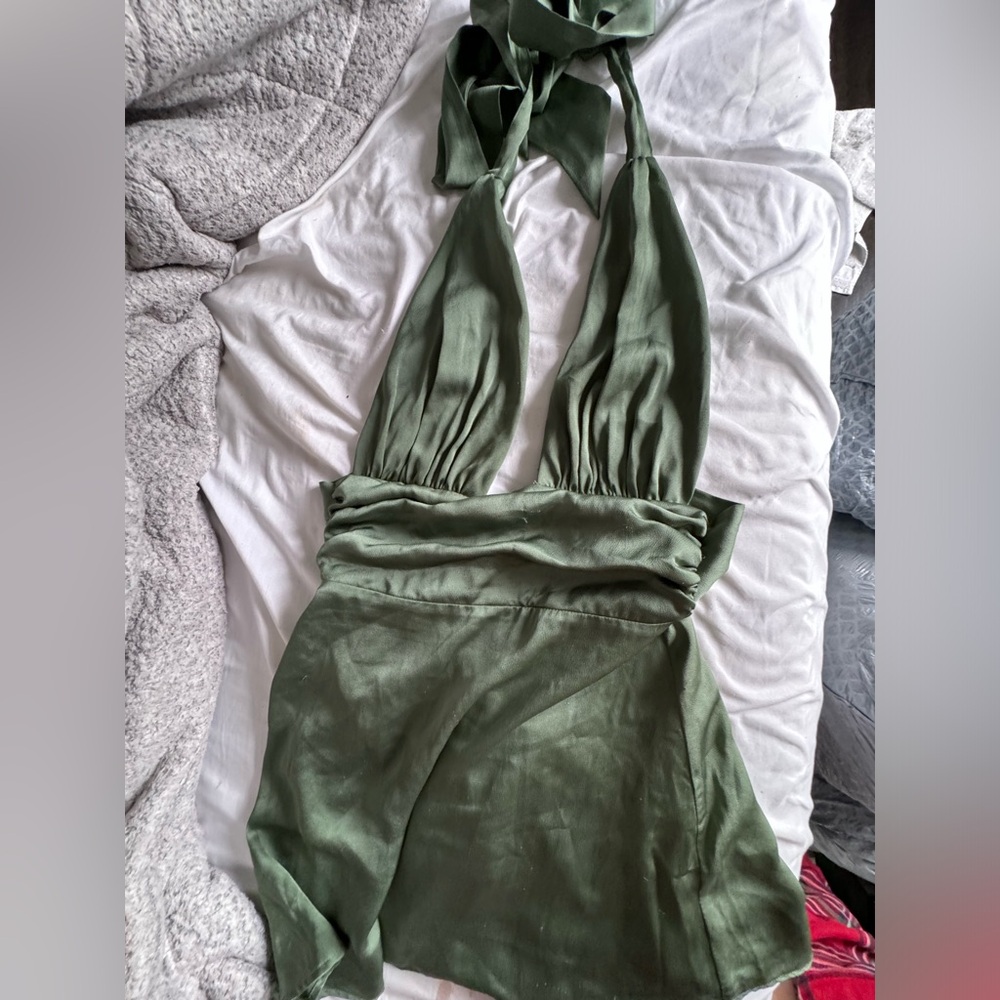 Mini Green Satin Dress